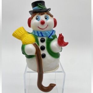 ⛄️ Vintage Plastic Blow Mold Snowman Edge Sitting Stocking Hanger